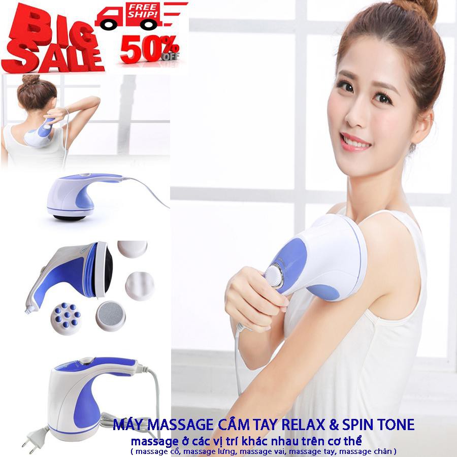 [TẶNG QUÀ 0Đ] [ HÀNG CHÍNH HÃNG ] Máy mát xa cầm tay - Máy massage trị liệu đau nhức toàn thân 5 đầu Relax.