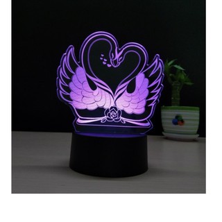 Đèn led 3D mẫu thiên nga 1-3-7-16 màu