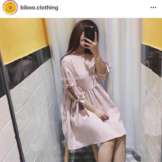 Đầm baby doll Biboo clothing tay thắt nơ