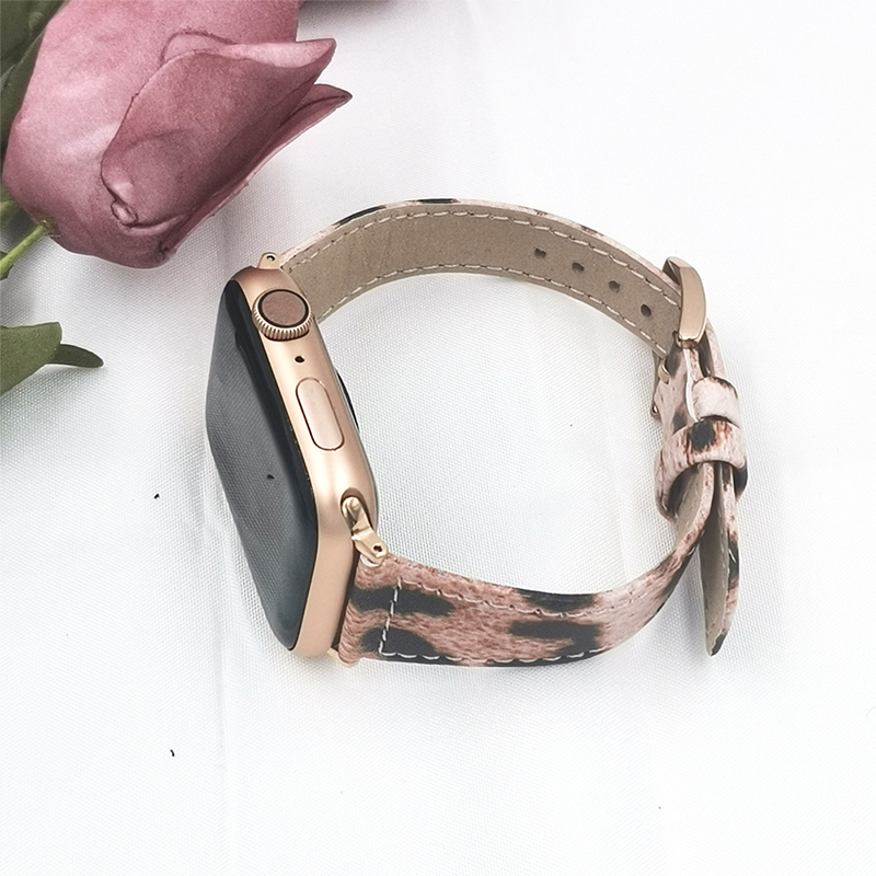 Dây Da Họa Tiết Da Báo Cho Đồng Hồ Thông Minh Apple Watch Se 6 5 4 3 2 Band 38mm 40mm 42mm 44mm