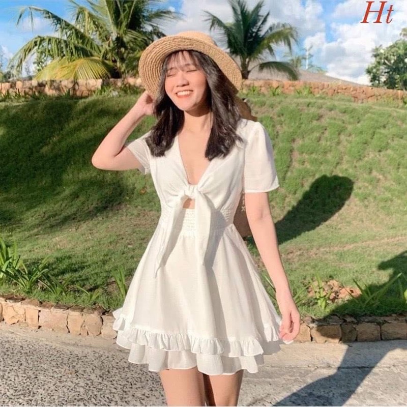 Váy xoè buộc nơ ngực HT12
