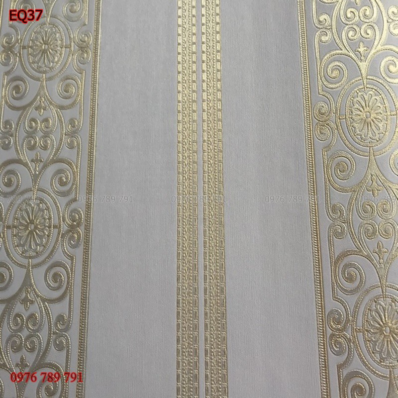 Giấy Dán Tường Đức Cao Cấp Dải Dọc Hoa Tân Cổ Điển 3D Cho Phòng Khách, Phòng Ngủ, Lụa Không Keo, Khổ 10m x 53 cm