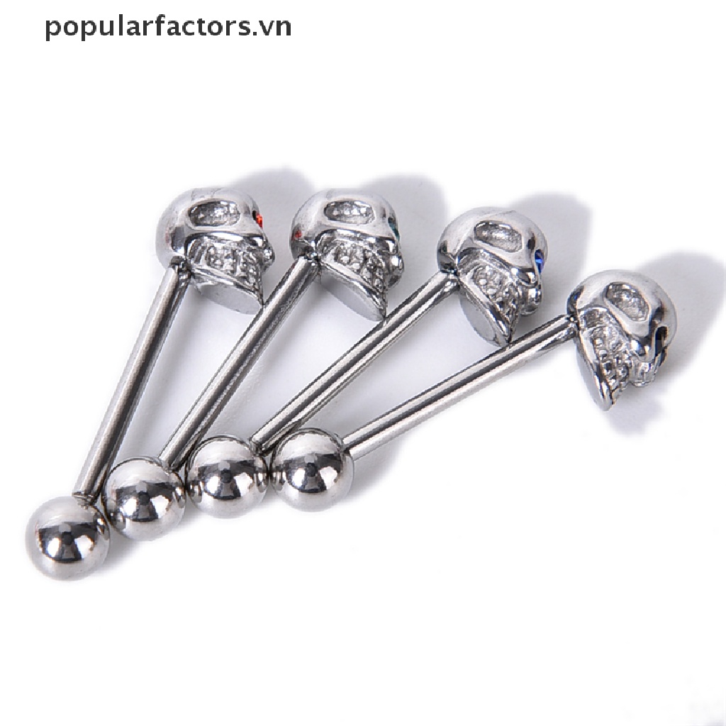 Khuyên Lưỡi Bằng Thép Không Gỉ Đính Đá CZ 14G