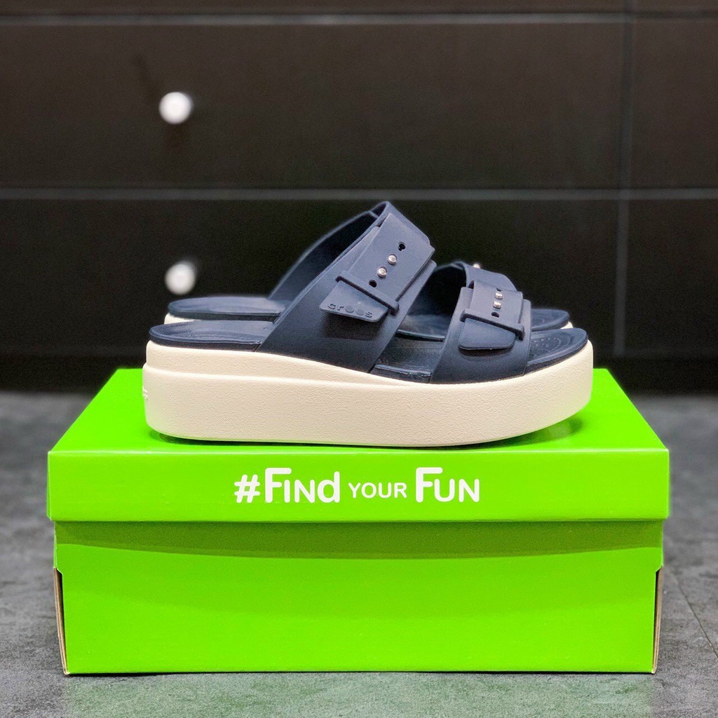 CrocsFanClub -  Dép lê brooklyn 2, kiểu cài khuy linh hoạt, đế cao 5cm cho nữ - PB138