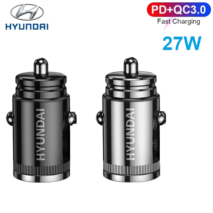 Tẩu sạc nhanh ô tô Hyundai C13, tích hợp 2 cổng PD+QC3.0 - bảo hành 6 tháng