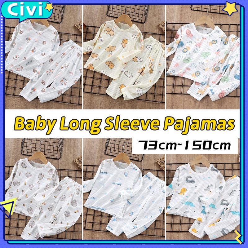 Bộ Đồ Ngủ Tay Dài Chất Liệu Cotton Mỏng Thời Trang Mùa Hè Cho Bé #Cv-2180