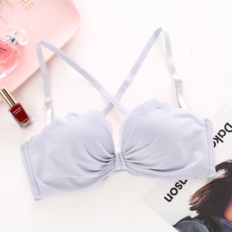 Áo bra nữ không gọng hai dây chéo lưng cá tính đệm mềm ôm sát vòng một tạo form đẹp có viền bèo gợi cảm NORICHIP.