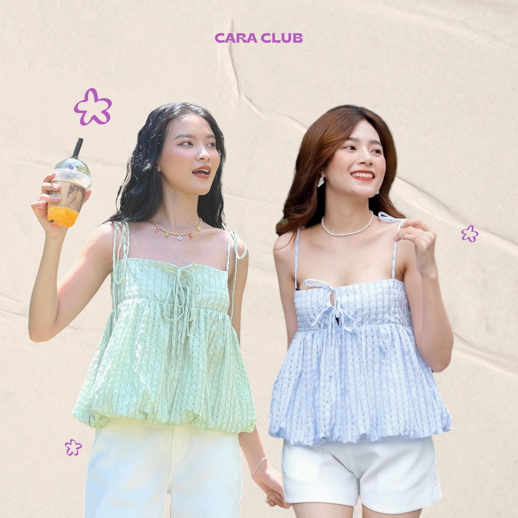 CARA Áo Groud kiểu hai dây dáng babydoll trẻ trung năng động phù hợp đi học dạo phố