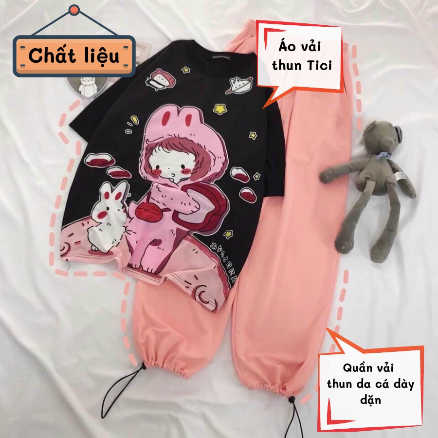 Set đồ bộ quần dài JOGGER TRƠN RÚT NHIỀU MẪU ❤️ Bộ hoạt hình form rộng Unisex Molly Fashion