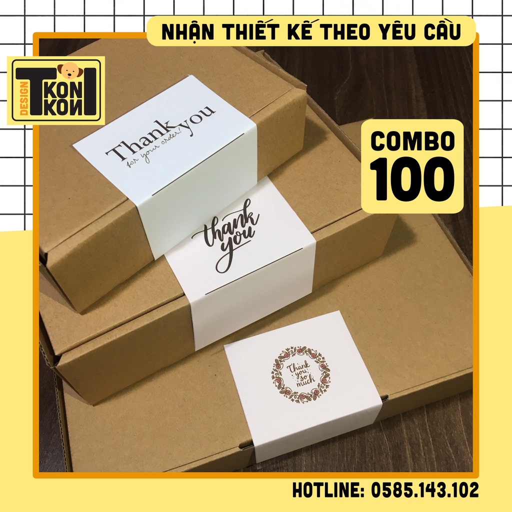 Set 100 Tem Thank You Decal Dán Hộp Carton, Tem Dán Niêm Phong Hộp - Size 10x7cm - Thank You For Your Order