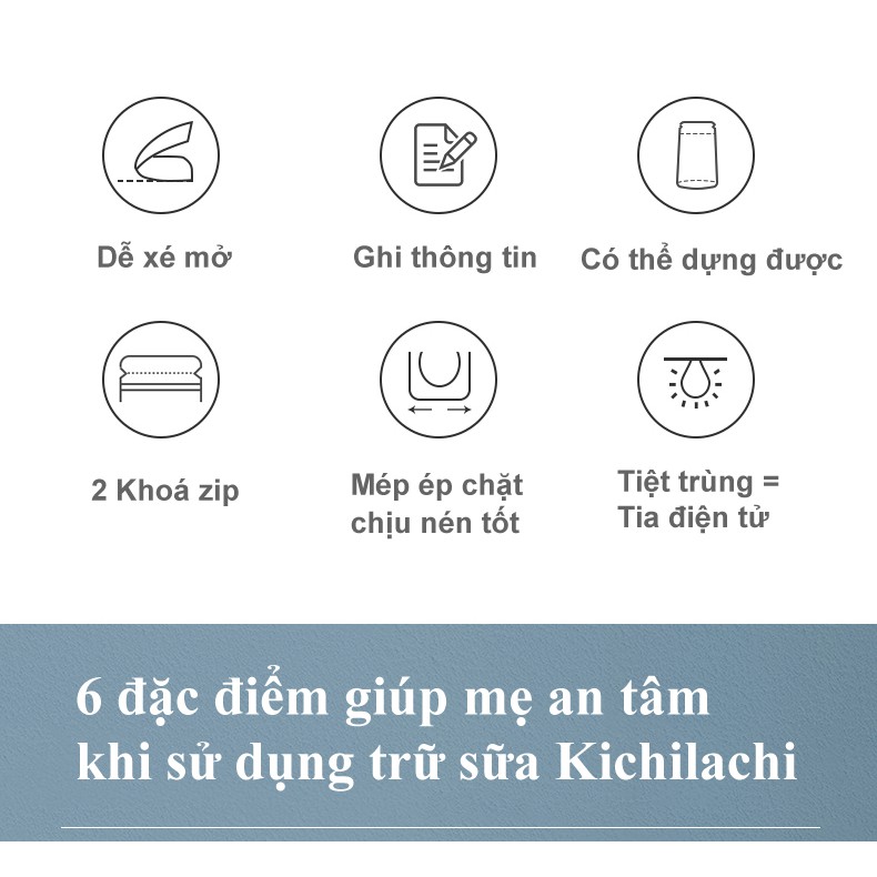 Túi trữ sữa, đựng sữa mẹ Kichilachi 250ml, có vòi rót an toàn cho bé dạng mỏ vịt(Hộp 50c)