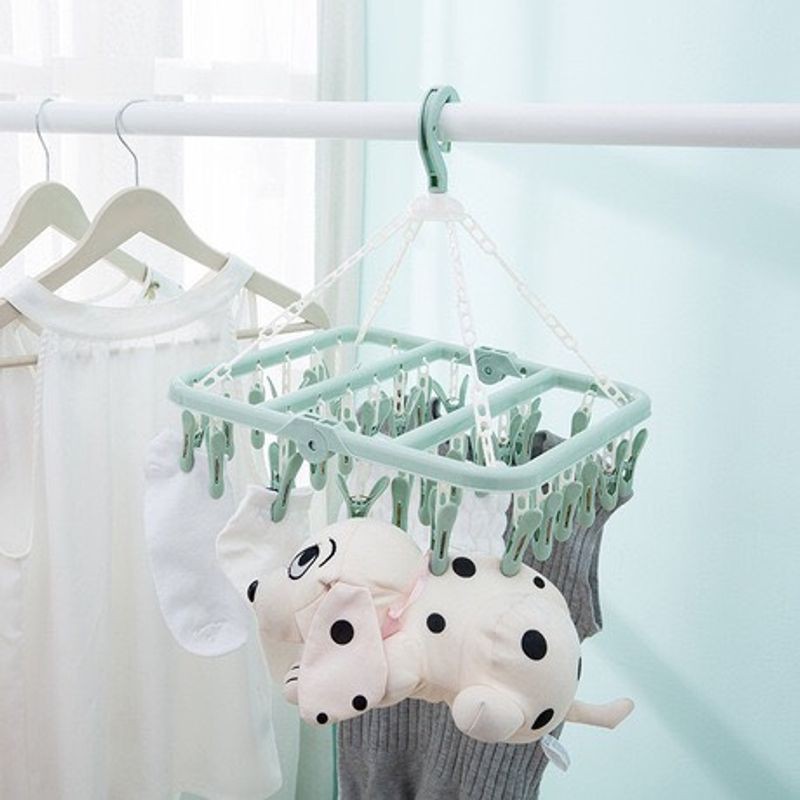 Móc chùm phơi quần áo 32 kẹp đa năng giúp phơi đồ trẻ em gấu bông vớ đồ nhỏ với chất liệu nhựa cao cấp