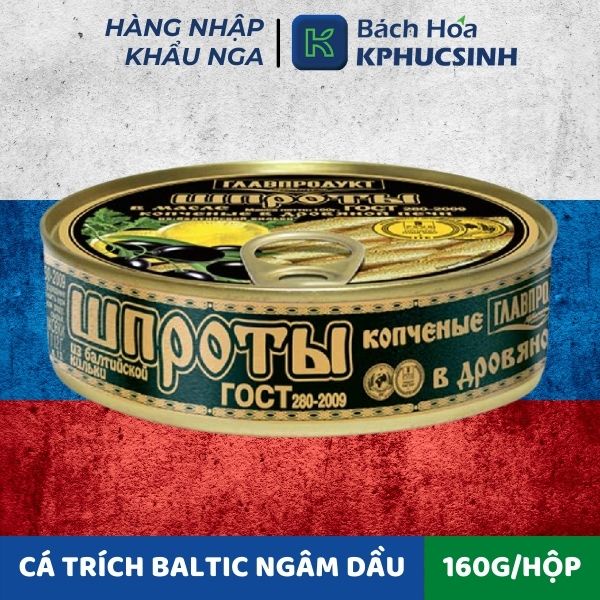 Cá trích đóng hộp baltic ngâm dầu hiệu Glavproduct 160g KPHUCSINH - Hàng Chính Hãng