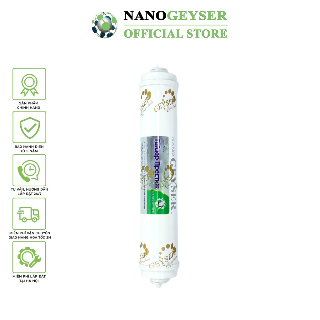 Lõi Nano Silver Nano Geyser, Giúp diệt khuẩn trong nước, Dùng cho các dòng máy lọc nước RO, NANO, UF, Kangaroo, Karofi..