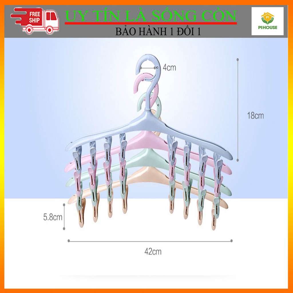 [Tiện Cho Cả Nhà] Móc phơi đồ, móc treo quần áo 8 móc đa năng tiện lợi chống bay