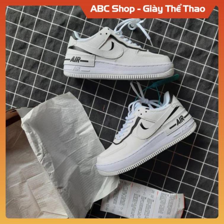 Giày AF1 shadow trắng viền đen mới cao cấp, Giầy Sneaker thể thao Air force hot trend