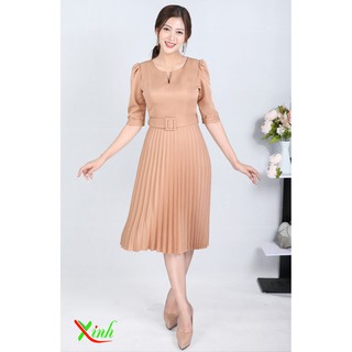 Đầm dập ly ThoiTrangXinh nude da DL619