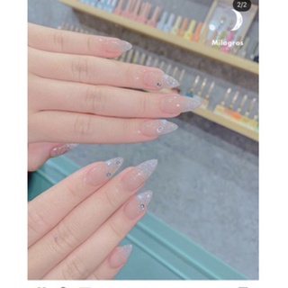 Nails box móng úp thiết kế sơn gel thạch nhũ nhẹ nhàng đính hạt đá