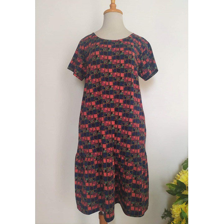 Váy Đầm Trung Niên Nhún Bèo Babydoll - Vải Thun Co Giãn - Có Size 55KG - 80KG. | BigBuy360 - bigbuy360.vn