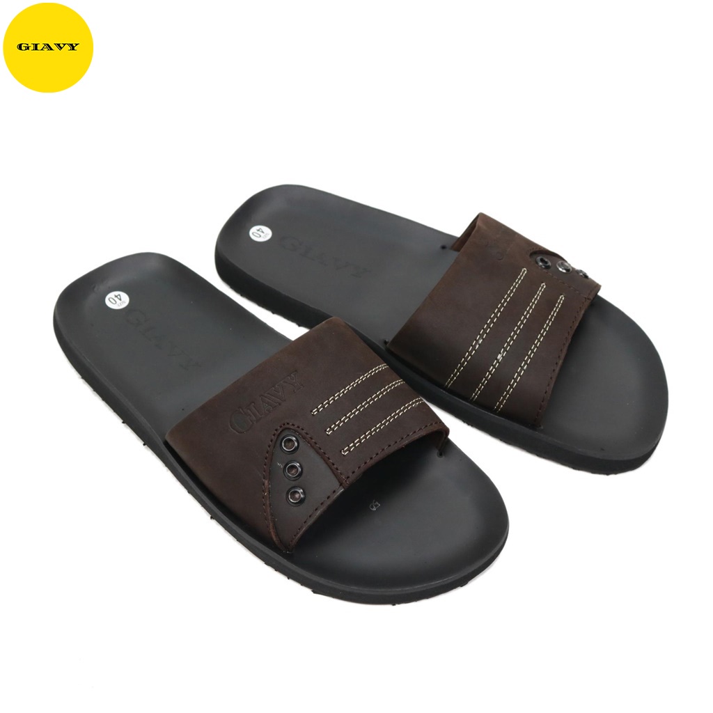 Dép da nam, dép nam quai ngang DTL450 - GIÀY GIAVY