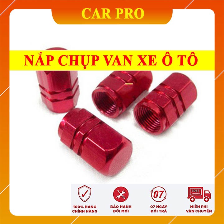 Bộ 04 ốc - nắp chụp trang trí đầu van, vòi bơm hơi bánh xe, lốp xe ô tô, xe máy, xe hơi, xe máy