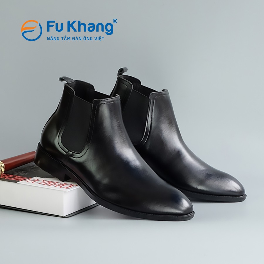 Giày chelsea boot da bò thật cao cấp hàng hiệu Fu Khang 2 màu Đen Nâu - FK00111