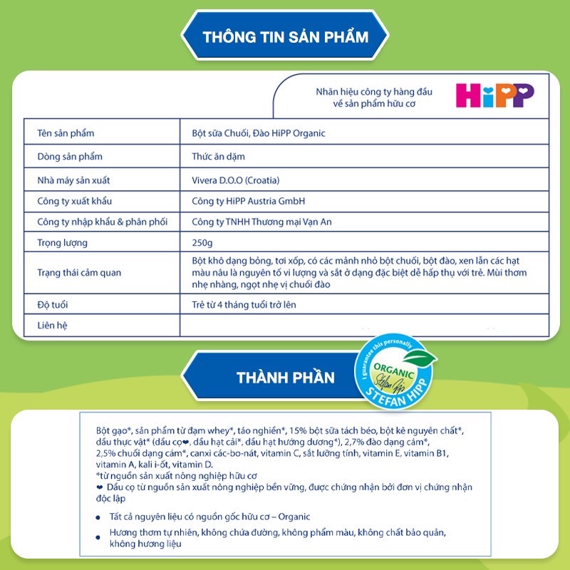 Bột Hipp đủ vị (Mua 2 Hộp tặng 1 lốc cháo sữa burie)