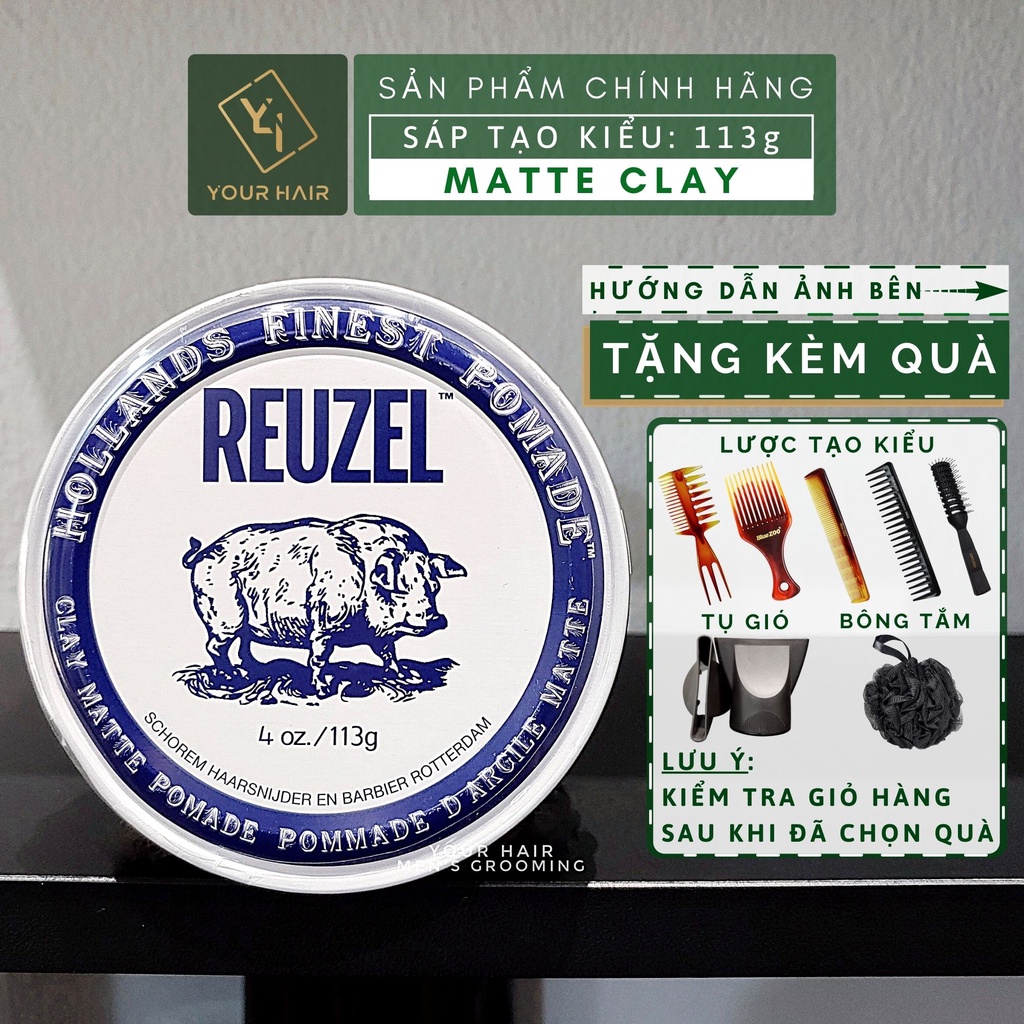 Sáp vuốt tóc Reuzel Clay Matte Pomade - 113g