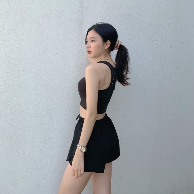 Bộ bra tập gym yoga earobic  bo xiết eo kết hợp quần đùi 2 lớp cho nữ EoSport - Đồ tập gym yoga nữ( NG04/BG02/NG18)
