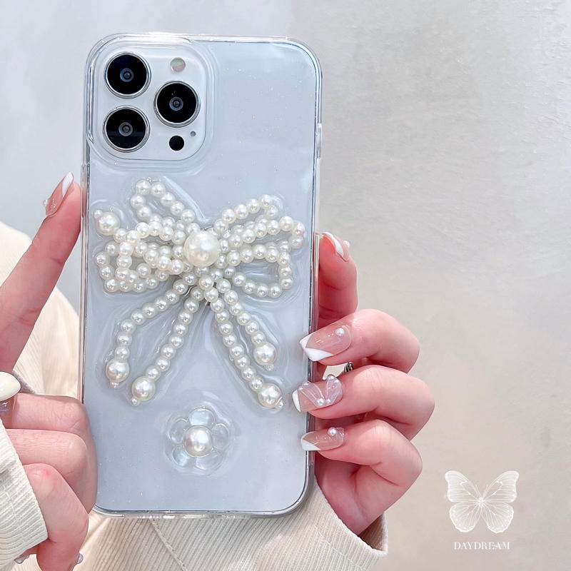 Ốp Điện Thoại Mềm Trong Suốt In Hình Nơ 3D DIY Cho iphone 13 Pro Max 11 12 Pro Max Apple X XR XS Max 7 8 plus