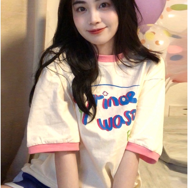 Áo thun SUXI tay ngắn cổ tròn in chữ đơn giản thời trang mùa hè cho nữ