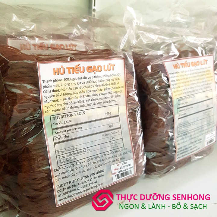 Hủ tiếu gạo lứt (Sợi 2mm - 500gr) Thực dưỡng Sen Hồng