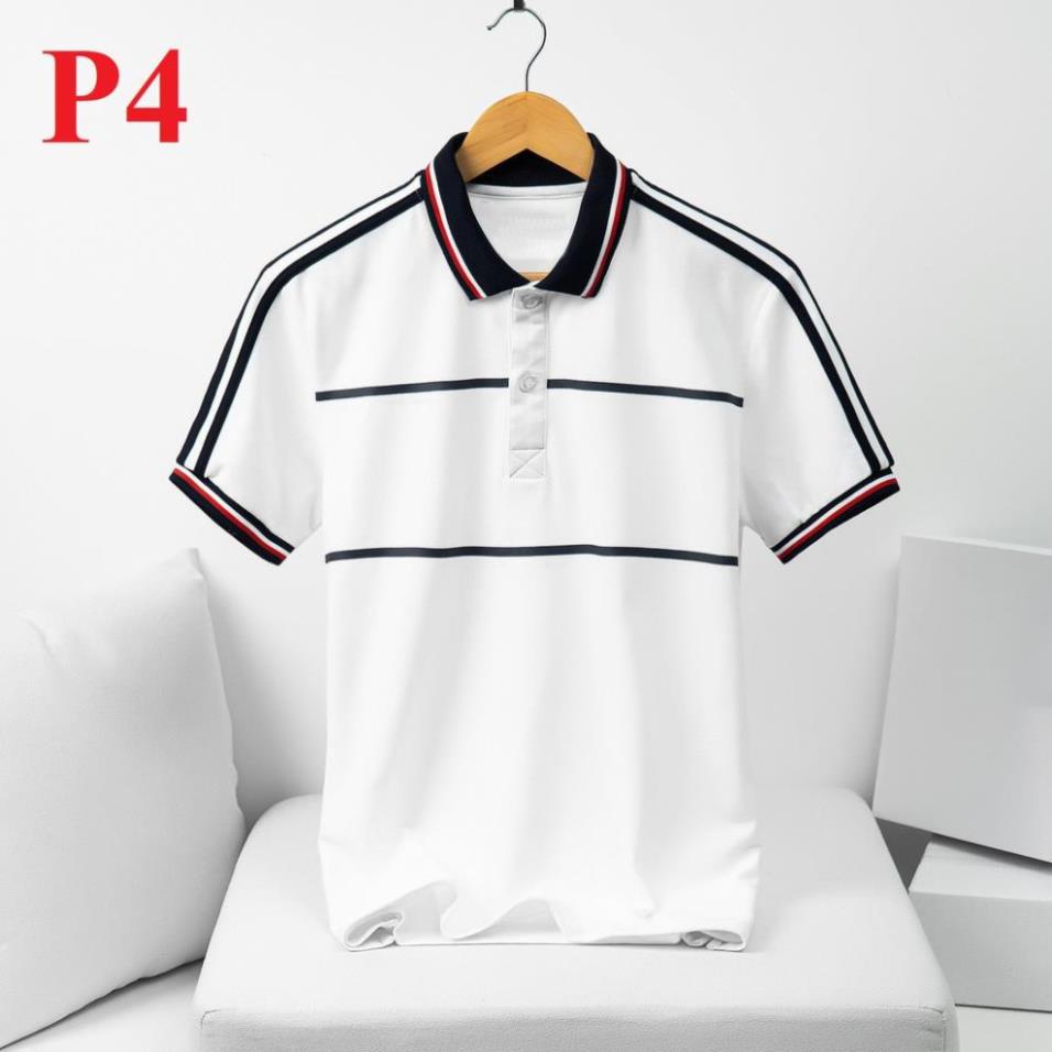 Áo POLO nam phối viền kẻ ngang cổ bẻ vải cá sấu cao cấp form chuẩn P4 -KO Fashion