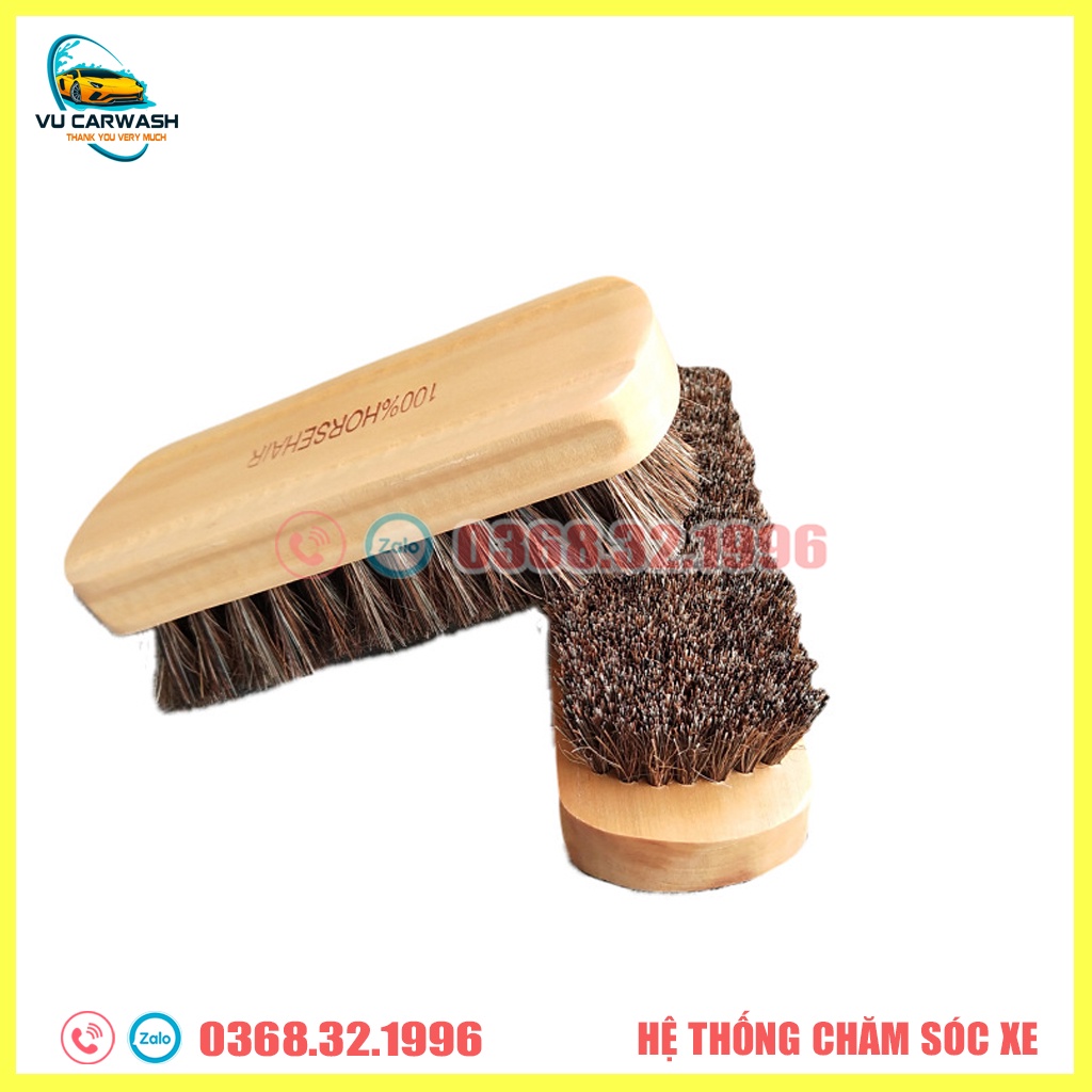 Bàn Chải Vệ Sinh Nội Thất Ô Tô - Đánh Giầy Dép Da, Lông Đuôi Ngựa Cao Cấp