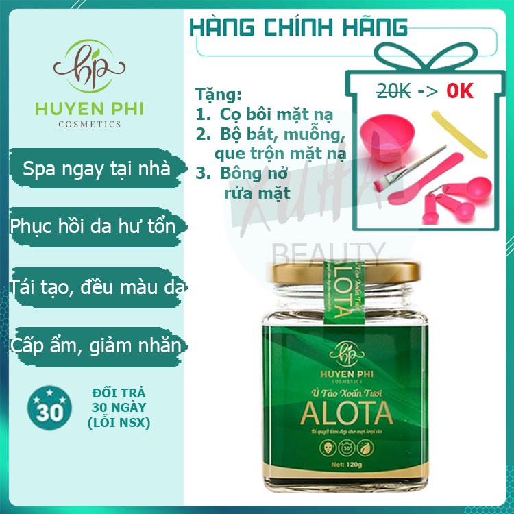 Ủ tảo xoắn tươi Alota HUYỀN PHI cấp ẩm, giảm nếp nhăn, dưỡng trắng, làm chậm quá trình lão hóa