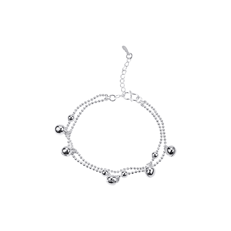 Vòng đeo tay/ Lắc chân mạ bạc đính chuông phong cách Hàn Quốc vintage thời trang dành cho nữ