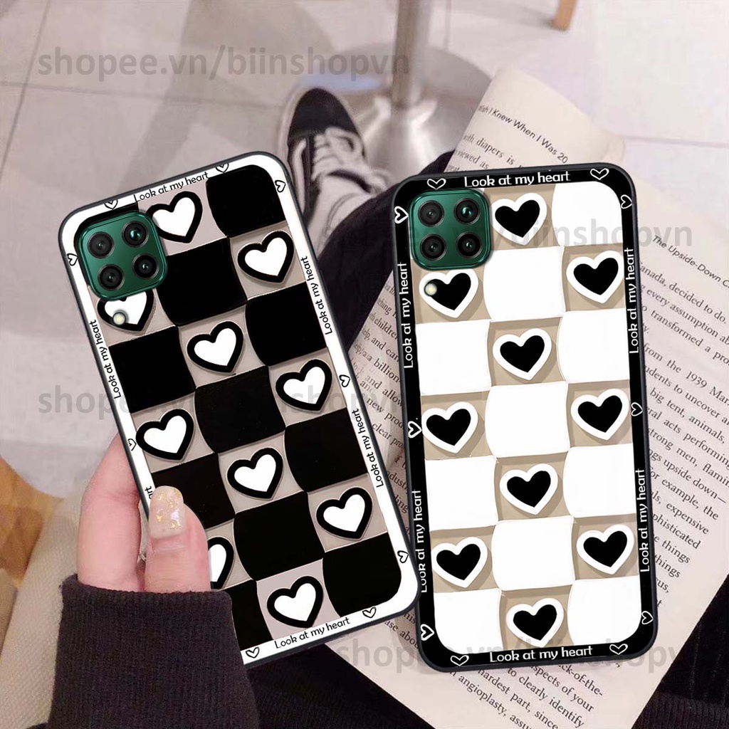 Ốp Huawei Nova 7i caro trái tim nhiều màu sắc, đầy cá tính, khẳng định phong cách