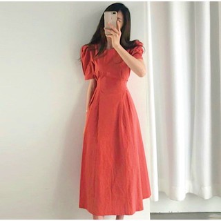 Đầm váy freesize cổ tròn xếp li eo 2 màu