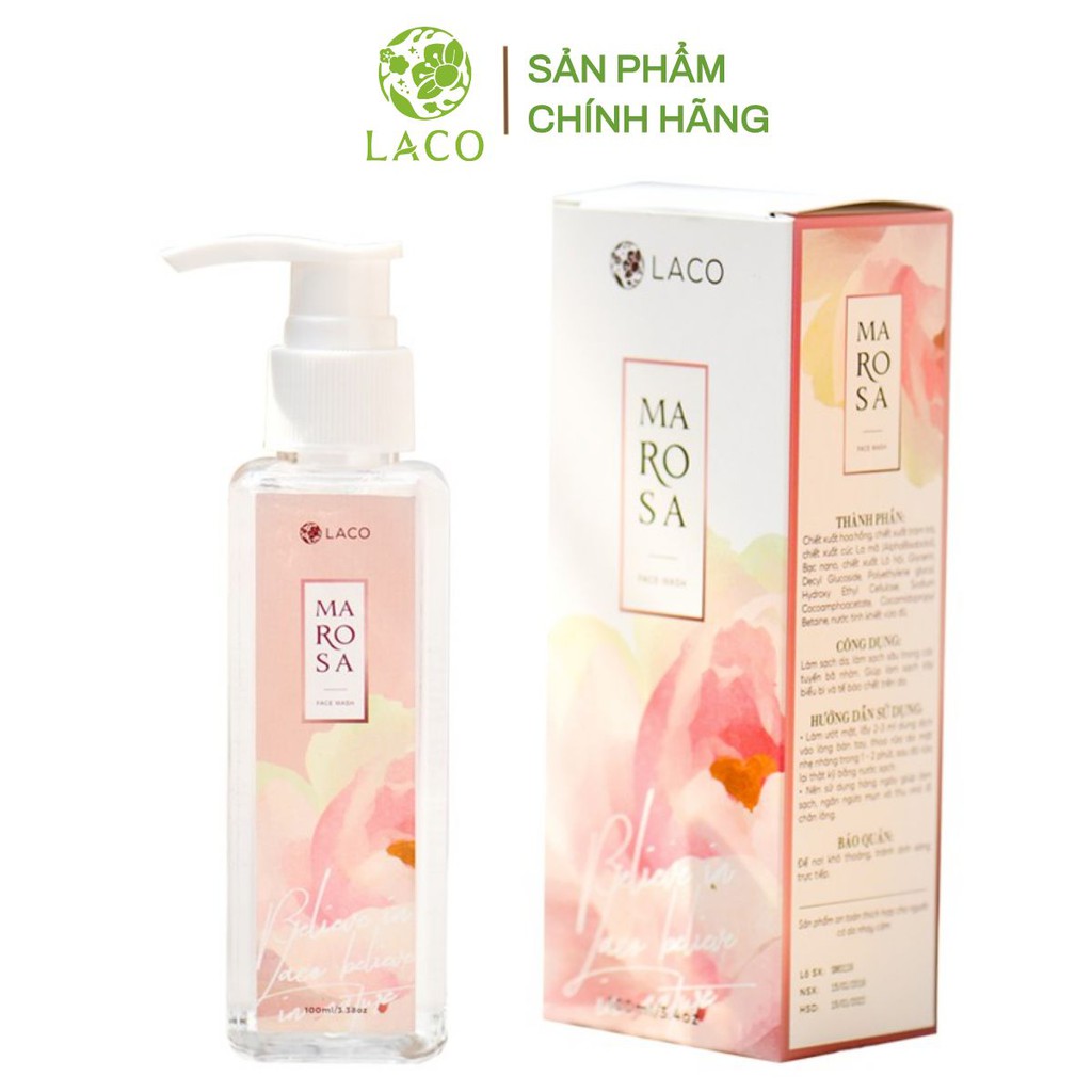 Sữa rửa mặt MAROSA LACO 100ml ít bọt dịu nhẹ cho làn da sạch sâu mềm mại