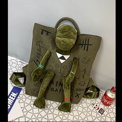 Balo Nam Hình Con Rối Tucker - Túi xách sinh viên hình rối vải canvas chắc chắn