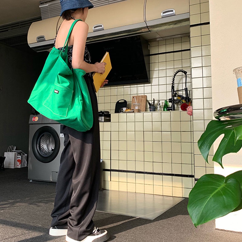 IELGY Túi Xách Vải canvas Màu Sắc Đơn Giản Sức Chứa Lớn Thời Trang Cho Nữ