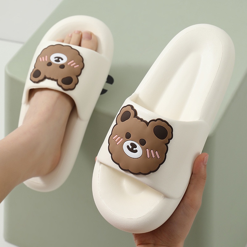 Dọn kho xả 29k Dép nhựa dẻo, êm chống trượt in hình gấu cute cho nữ