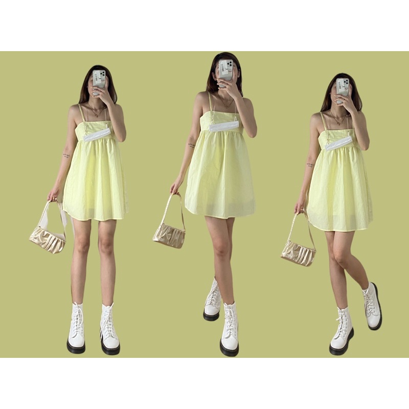 Đầm 2 dây nữ phồng Hàn Quốc năng động xinh đẹp dáng ngắn (Ảnh tự chụp) | BigBuy360 - bigbuy360.vn