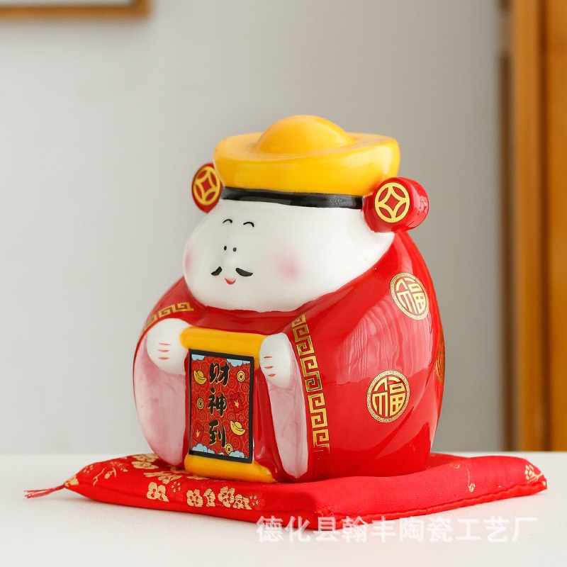 Tượng Thần Tài Bằng Gốm Sứ Cao Cấp Có Khe Đút Tiết Kiệm