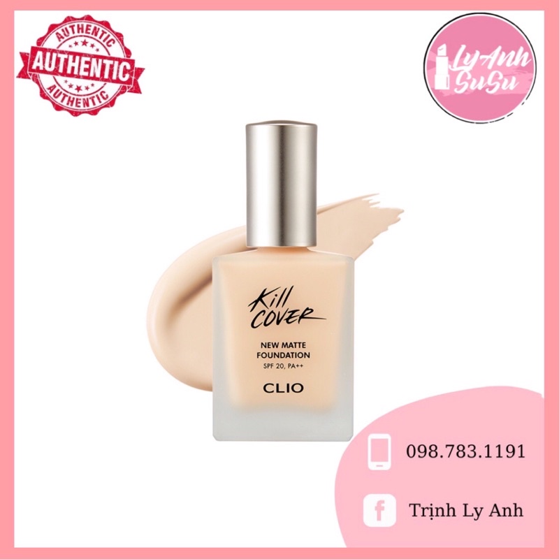 Kem nền CLIO New Matte SPF20 PA++ mini 15g dòng Kill Cover New tông lì dễ tán cao cấp