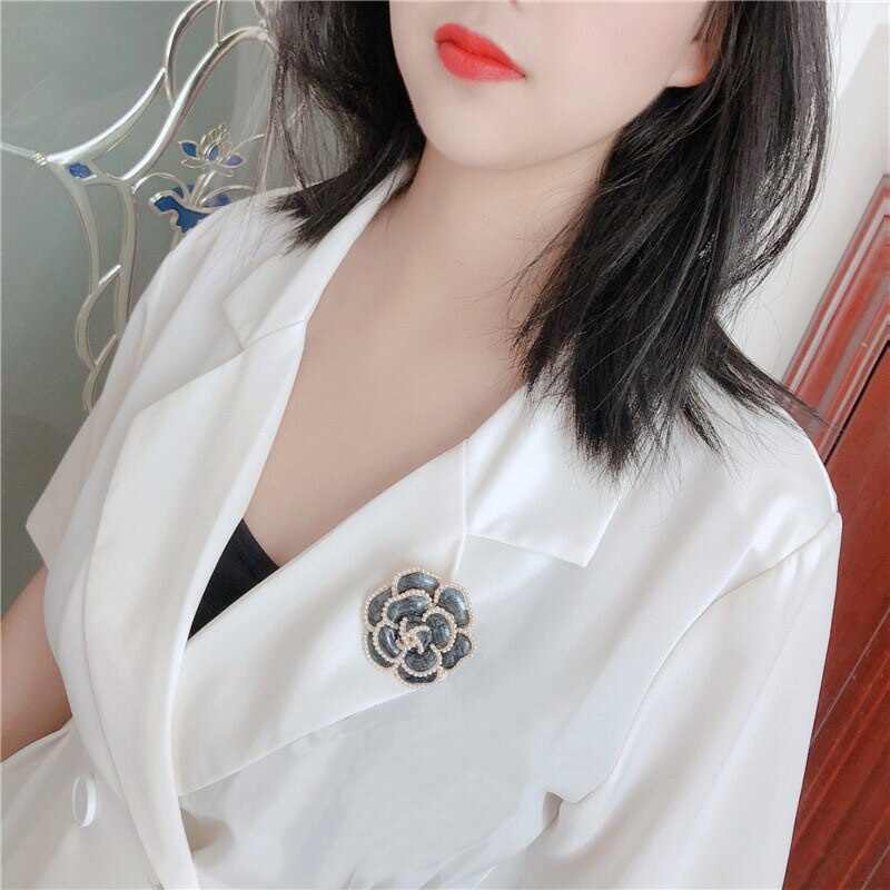 Ghim cài áo hình hoa trà thời trang Hàn Quốc cổ điển