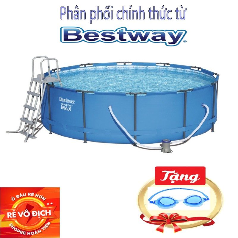 Bể Bơi Khung Kim Loại 3.66m x 1,22m, Thang,vãi,Bao bọc quanh bể,Bộ lọc bể- Bestway 56420 – Phân Phối Chính Hãng BESTWAY