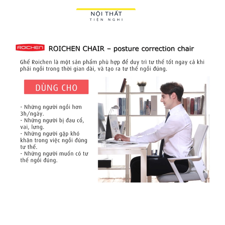 Ghế chỉnh dáng ngồi đúng Roichen Hàn Quốc - chống gù cho nam, nữ, trẻ em - hàng chính hãng