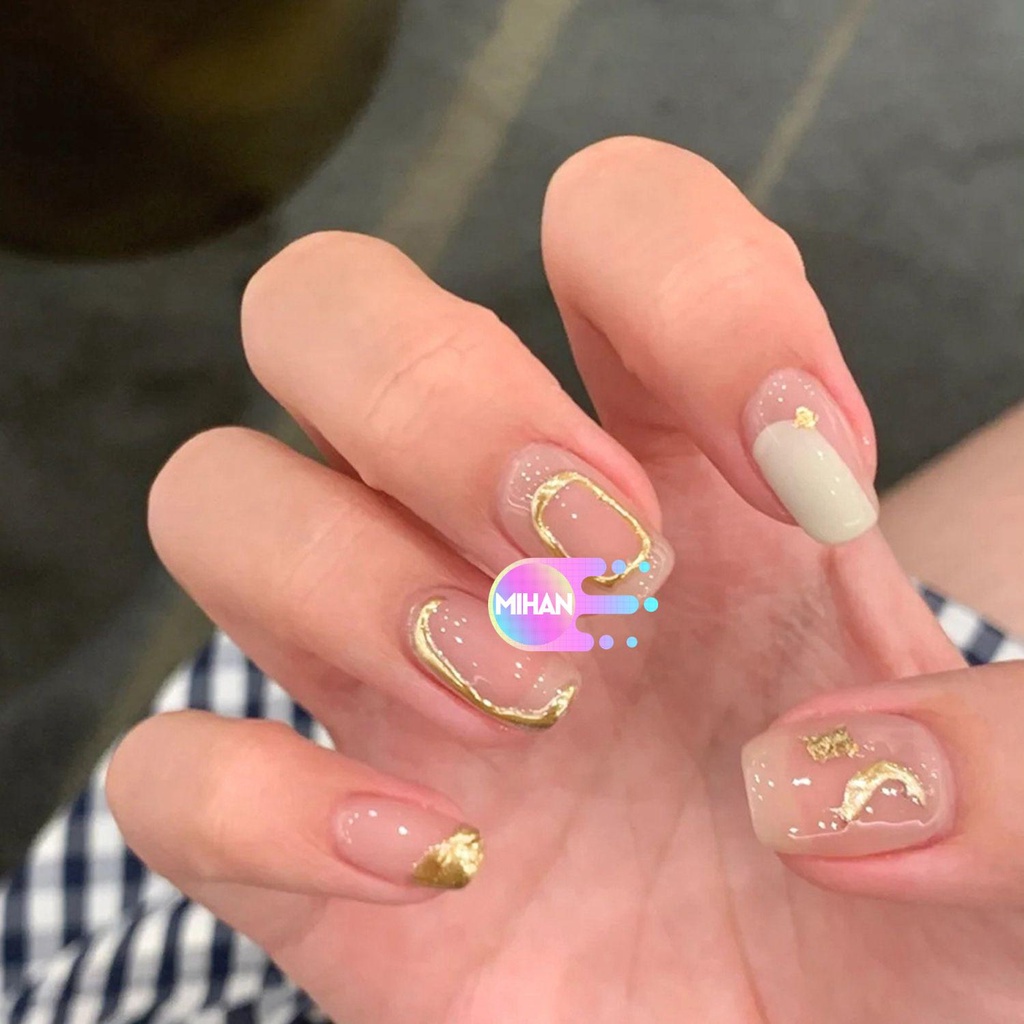 [Hàng mới về] Set 24 móng tay giả đầu tròn có thể tháo rời thời trang cho nữ kèm đồ dũa và keo