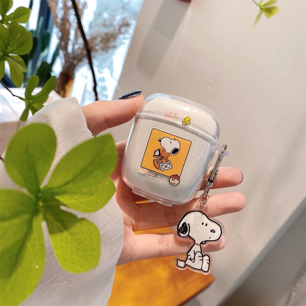 Baseus Vỏ Tpu Trong Suốt Bảo Vệ Tai Nghe W04 / W04 Pro Kèm Móc Khóa